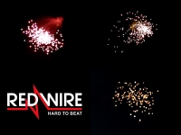 Assortment of 4 inch Red Wire shells with different falling leaves effects. Distributed by Xena Vuurwerk - Professional fireworks supplier - xenavuurwerk.com