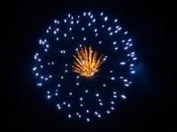 5 inch shell blue to dark to blue peony w/brocade pistil. Professional RedWire fireworks, distributed by Xena Vuurwerk BV - Holland