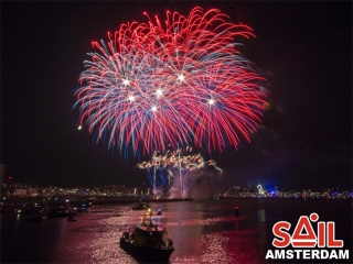 Image of the Xena Vuurwerk professional fireworks display at Sail Amsterdam in 2015