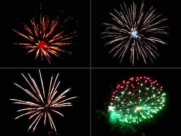 Assortment of 4 inch shells of Red Wire professional fireworks, supplied and distributed by Xena Vuurwerk BV from Holland