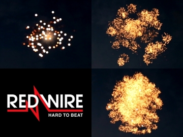 Red Wire 3 inch shells assortment with 3 different crackling effects. Available at Xena Vuurwerk BV in Holland