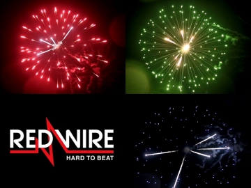 Red Wire 4 inch fireworks shells with 3 different peony effects. Available at Xena Vuurwerk BV - Holland - xenavuurwerk.com