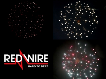 Red Wire fireworks 4 inch shells assortment of 3 different glitter effects. Available at Xena vuurwerk - professional fireworks supplier - Holland