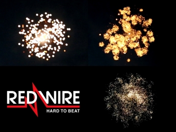 Red Wire 4 inch shells assortment with different crackling effects. Available at Xena Vuurwerk BV - Holland - xenavuurwerk.com