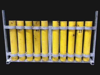 Mortar rack with 2,5 inch mortar tubes for rent. Available at Xena Vuurwerk, professional fireworks supplier